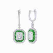 Art Deco Style Emerald Cut Earrings with Diamonds - Shahin Jewelry